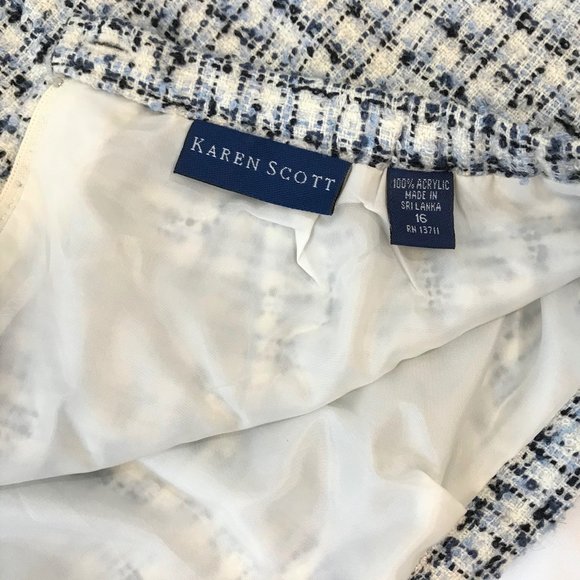 Karen Scott Fully Lined Tweed Skirt Size 16 Zipper and Button Closure - Picture 5 of 6